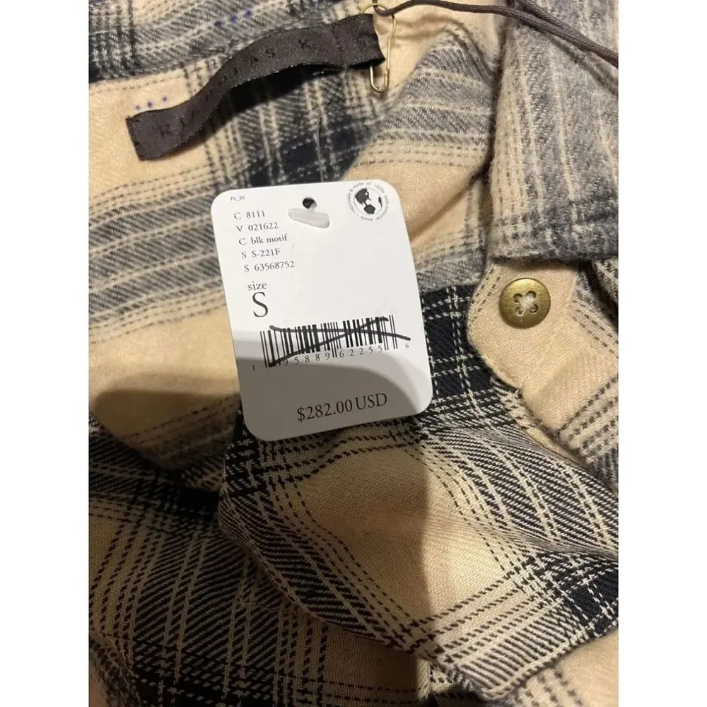 Free People x Nicholas K Roux Flannel Shirt Plaid sz Small - NWT